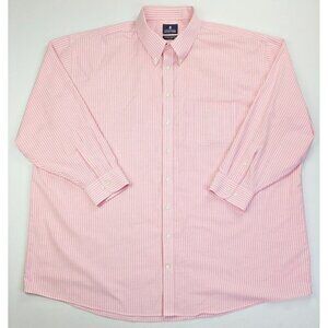 Stafford Size 20 34-35 Big Salmon White Stripe Wrinkle Free Oxford Button Down